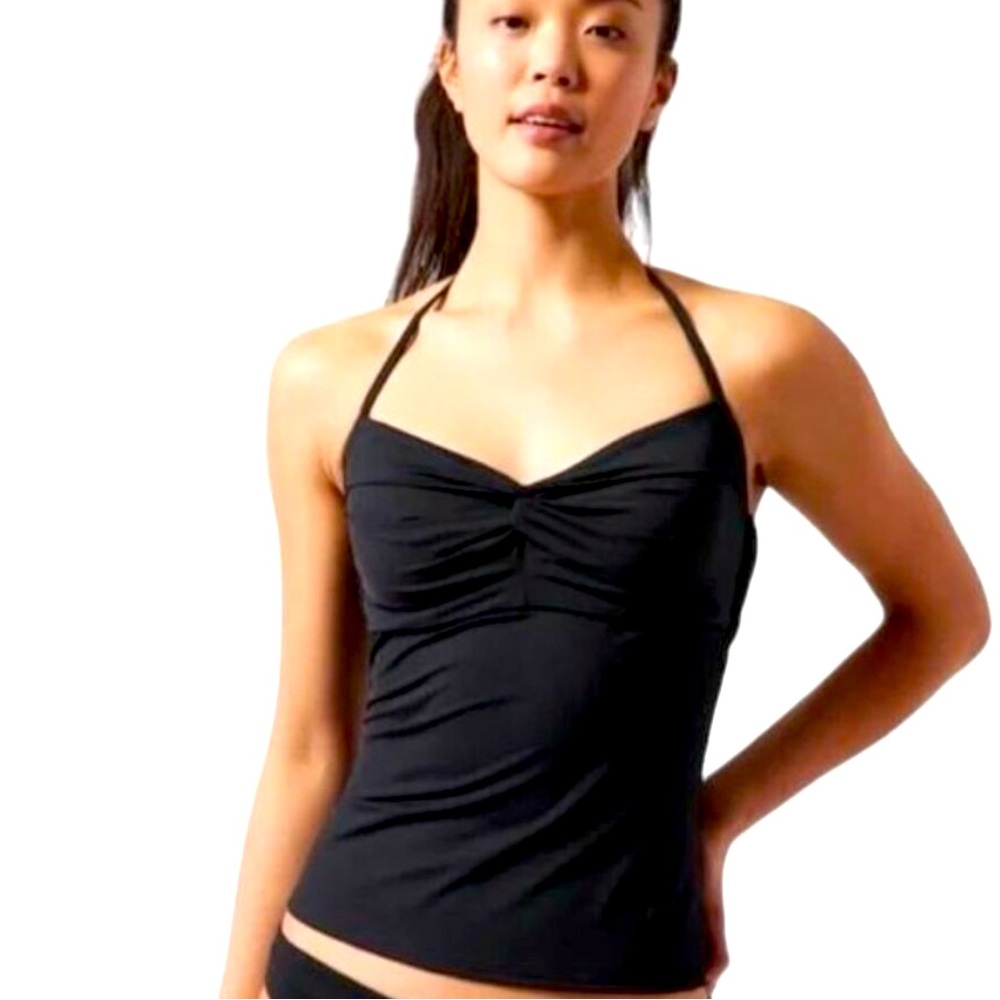 NWT Athleta Hampton Bra cup tankini top Sz 34 B/C black adjustable halter tie